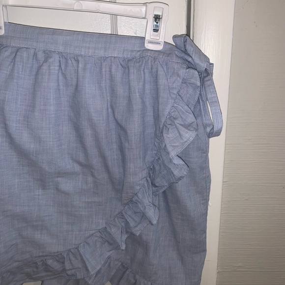 Madewell Meadow Ruffle Wrap Skirt Tie Belt Chambray Blue  size 6 - Picture 5 of 5